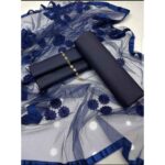 Rubika Fashion Most Hit Unstitched 3 Piece Collection Katan Silk Plain Shirt & Trouser With Net Dupatta For Women Dress for women - Image 4