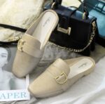 Glimmer - Rubber Half shoes korean style for girls | Stylish Crocodile Pattern Rubber loafers with Golden Buckle