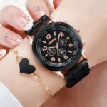 4pcs/set Geneva Watch Fashion Silicone Band Women Quartz Watches Heart Jewelry Set - Image 4