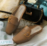 Glimmer - Rubber Half shoes korean style for girls | Stylish Crocodile Pattern Rubber loafers with Golden Buckle - Image 5