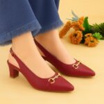 Metro Women Block Heel Slingback Shoes High Quality Buckle Decorated Heeled Pumps for Women - Image 3