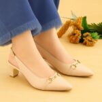 Metro Women Block Heel Slingback Shoes High Quality Buckle Decorated Heeled Pumps for Women