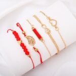 6PCS/Set Fashion Watch for girls Roma Heart Dial Leather Band Quartz Watches Leaf Bracelets Set( - Image 5