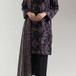 Unstitched Printed Self-Stripe Lawn 3-Piece Suit