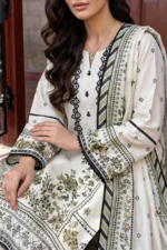 Unstitched Printed Embroidered Lawn 3-Piece Suit - Image 3