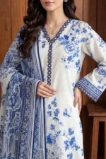 Unstitched Printed Embroidered Lawn 3-Piece Suit - Image 4