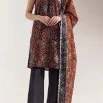 Unstitched 3-piece self-striped printed lawn suit